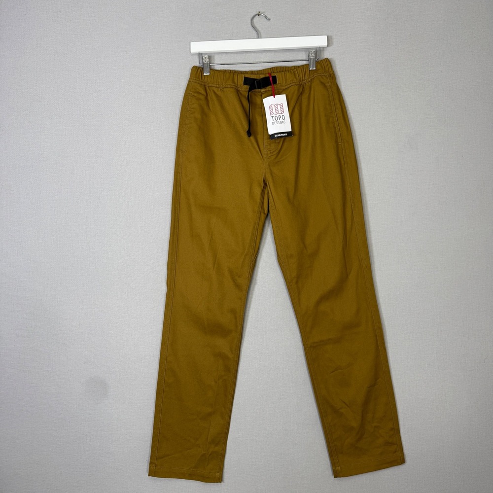 Topo Designs Climb Pants Men M Khaki Organic Cotton Jogger Hiking Outdoor Hiking